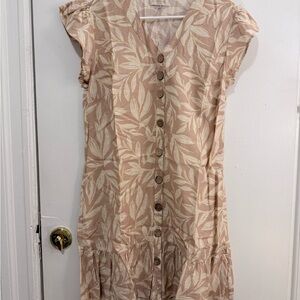 Leaf Print Button-Down Dress SIZE L but runs SM